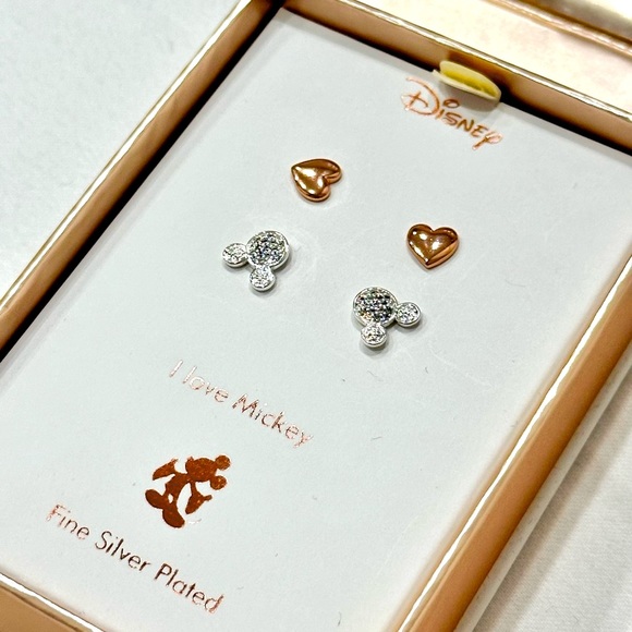 Disney | Jewelry | Disney Mickey Mouse Fine Plated Silverrose Gold Stud ...
